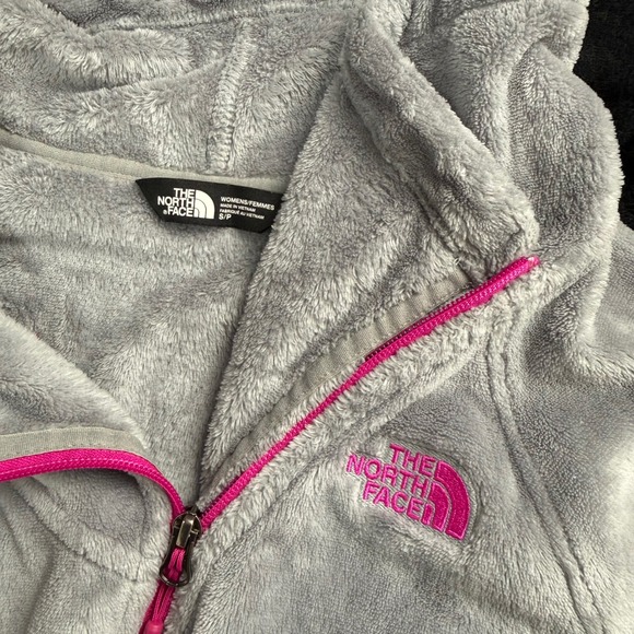 The North Face Gray Osito Teddy Fleece Jacket Pink Asymmetrical Zipper Women's S - Picture 3 of 8